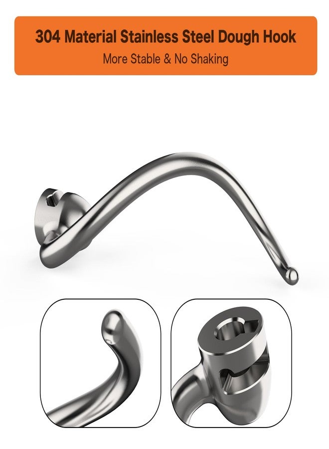 YANUS Stainless Steel Dough Hook Replacement for KitchenAid 5qt-6qt, Bowl-Lift Stand Mixer Accessories Fit for Professional 5 Plus and 600 Seris Mixers (KV25 KP25 KP26 KL26 KT26 KSM55/60 KSM6521) - Image 3
